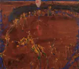 John Olsen, Moon and Wattle Blossom Night 1980