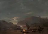 Thomas Balcombe, Untitled (Aborigines Fishing by Torchlight) c1853, c1853, oil on board