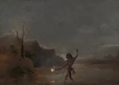 Thomas Balcombe, Untitled (Aborigine Fishing) c1853, c1853, oil on board