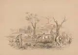 Thomas Balcombe, Untitled (Pastoral Scene with Stockmen and Cattle) 1861