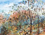 Celia Perceval, Eagles Over the Hills Above the Coast with Blackboys, oil on canvas