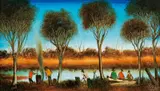 Catching Yabbies by Pro Hart, oil on board, sold Dec 2015