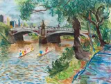 Donald Friend, Princes Bridge, Yarra River 1986