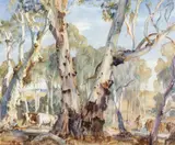 Hans Heysen, Untitled (Landscape with Cows) 1947
