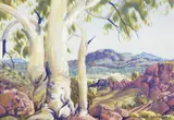 Central Australian Landscape by Albert Namatjira, watercolour on paper, sold Sep 2015