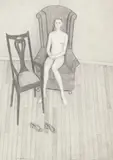 John Brack, Nude on High Backed Chair 1973