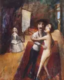 Velázquez and Muse (Homage to Las Meninas) by Garry Shead, oil on board, sold Sep 2015