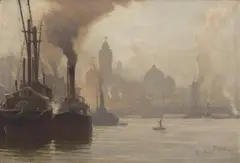 Robert Taylor-Ghee, A Hazy Morning on the Lower Yarra 1906, 1906, oil on canvas