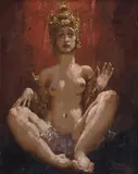 Exotica by Norman Lindsay, oil on canvas on board, sold Sep 2015
