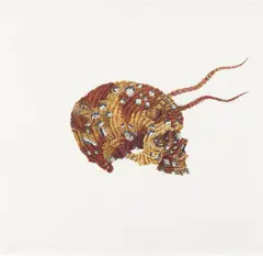 Skull (Camo) 2004 by eX de Medici, 2004, watercolour on paper, sold Sep 2015