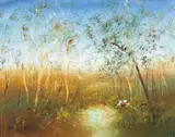 David Boyd, Country Woman Bathing in a Pool, oil on canvas