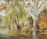 Robert Johnson, Untitled (River Landscape with Willows) c1950