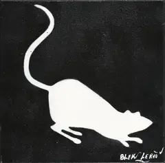 Blek le Rat, Black Rat, synthetic polymer paint on canvas