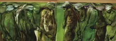 The Wedding 1966 by Jacqueline Hick, 1966, oil and gold leaf on board (diptych), offered Sep 2015