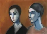 Robert Dickerson, Untitled (Two Figures), pastel on paper