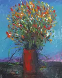 Flowers in a Vase 1998 by Pro Hart, 1998, oil on canvas on board, sold Sep 2015