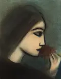 Robert Dickerson, Girl with Flower c1978, c1978, pastel on paper