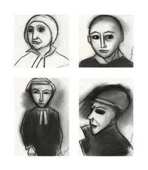 Four Sketches by Robert Dickerson, charcoal on paper (4), offered Sep 2015