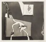 George Baldessin, Personage, Window and Factory Smoke 1966