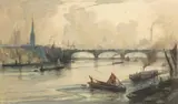 Arthur Streeton, Battersea Bridge and Thames Tide c1905, c1905, watercolour and pencil on paper