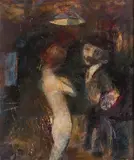 Velázquez and Night Model by Garry Shead, oil on board, sold Jun 2015