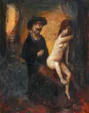 Artist and the Muse in Studio by Garry Shead, oil on board, sold Jun 2015