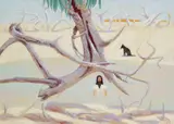 Rick Amor, Ray and Boorree in a Waterhole on the Coopers 1987