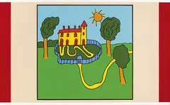 Tall Tower, Trees and Snaking Path 2000 by Robert Rooney, 2000, synthetic polymer paint on canvas, offered Jun 2015