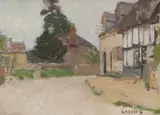 David Davies, A Dieppe Street Scene, oil on board
