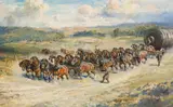Cathleen Edkins, Mill Weighing 25 Tons being Transported from Port Adelaide to the Marino Works of Brighton Cement Co 1972, 1972, oil on canvas