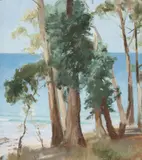 Amalie Colquhoun, Lorne Beach, oil on canvas-board