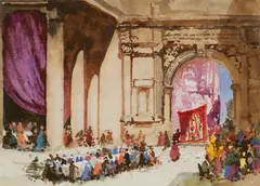 Blamire Young, The Banquet, watercolour on paper
