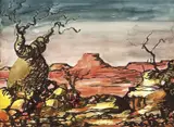 Landscape with Boab 1966 by Russell Drysdale, 1966, watercolour, pen and ink on paper, sold Jun 2015