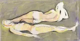 Charles Blackman, Two Nudes Bathing c1975, c1975, charcoal and pastel on paper