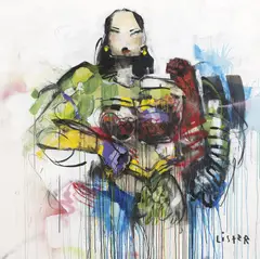 Anthony Lister, Supernatural Disorder 4 2014, 2014, ink, charcoal, spray paint, synthetic polymer paint and oil on canvas