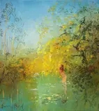 David Boyd, Bather Under the Wattle, oil on canvas