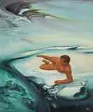 Untitled (Figure in Psychoscape) by James Gleeson, oil on board, sold Jun 2015