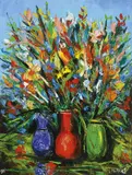 Pro Hart, Floral Still Life 1990