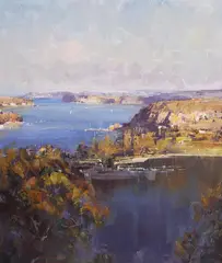 Ken Knight, Autumn Afternoon, Middle Harbour, oil on board