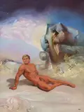 Figure in a Moonscape by James Gleeson, oil on board, sold Jun 2015