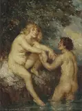 The Bathers by Norman Lindsay, oil on canvas on board, sold Jun 2015
