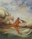 Untitled (Figure in Psychoscape) by James Gleeson, oil on board, sold Jun 2015
