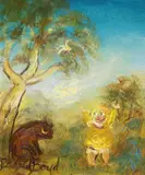 David Boyd, Child and Wombat, oil on board