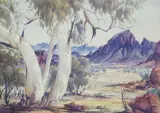 Central Australian Landscape by Albert Namatjira, watercolour, sold Mar 2015