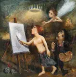 Garry Shead, The Artistic Muse (Rembrandt) 2003, 2003, oil on board