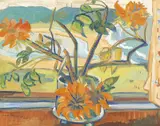 Irma Stern, Flowers and Beach Landscape 1936, 1936, gouache on card