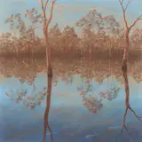 Lin Onus, Late Afternoon at Barmah 1995, 1995, synthetic polymer paint on canvas