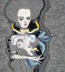 In Night Too 2012 by Del Kathryn Barton, 2012, synthetic polymer paint, gouache, watercolour and ink on polyester canvas, sold Mar 2015