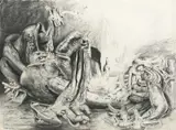James Gleeson, Study for Landscape with Anthropomorphic Ambitions 1984, 1984, charcoal on paper