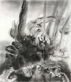 James Gleeson, Study for Aubade for a Summer Solstice 1988, 1988, charcoal and collage on paper